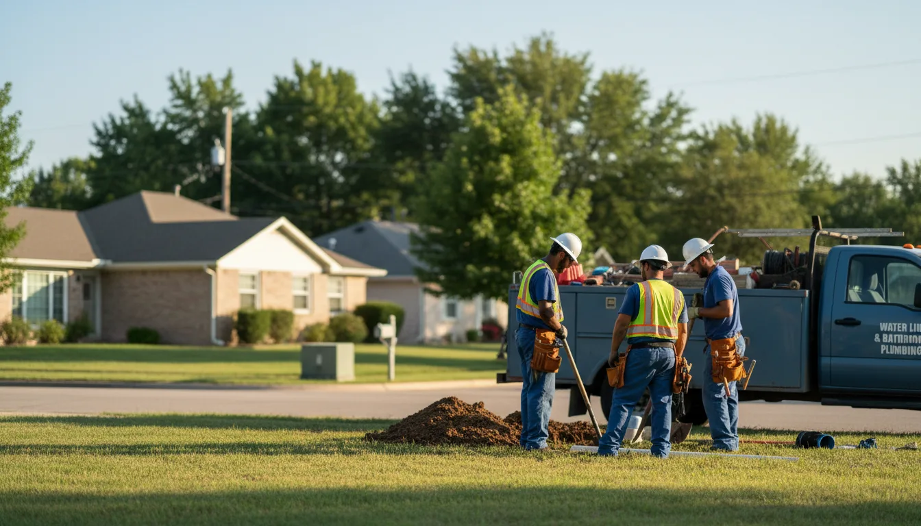 Residential water line and bathroom plumbing service in Peru, KS